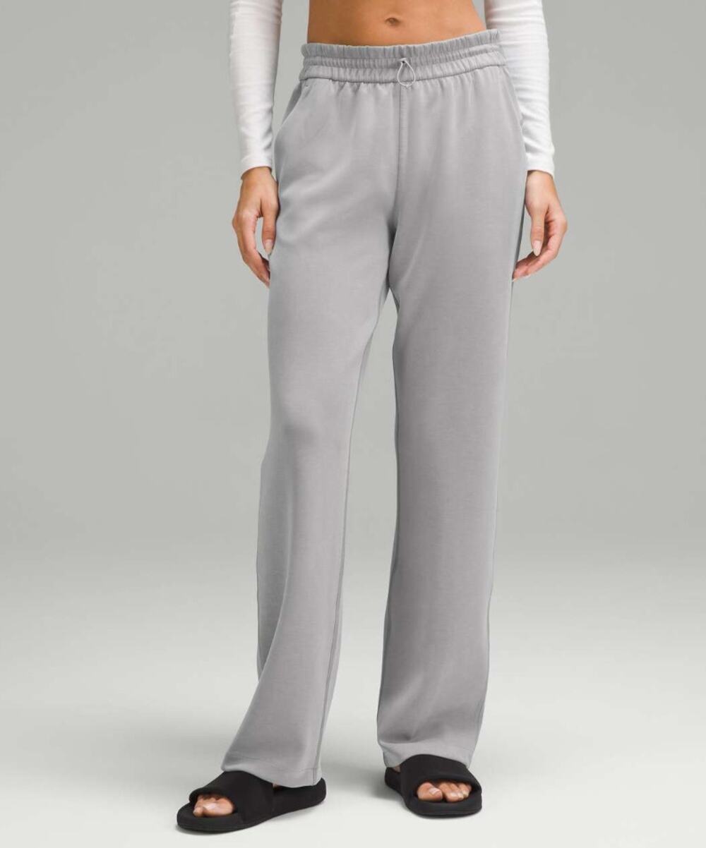 Lululemon Softstreme Women's SZ 10 Gray Straight Leg Elastic Waist Slash Pockets